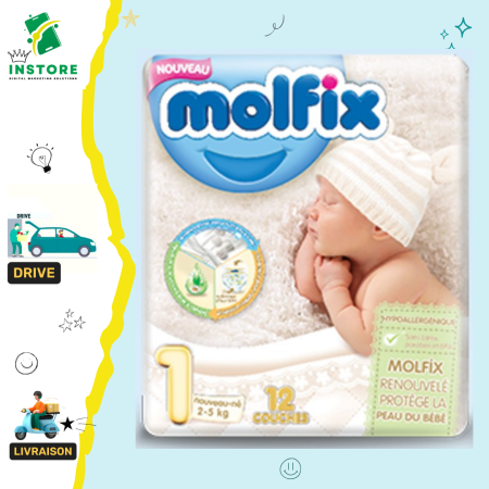 Molfix Couches Bébé Taille 1 Nouveau Né (12 Pièces)