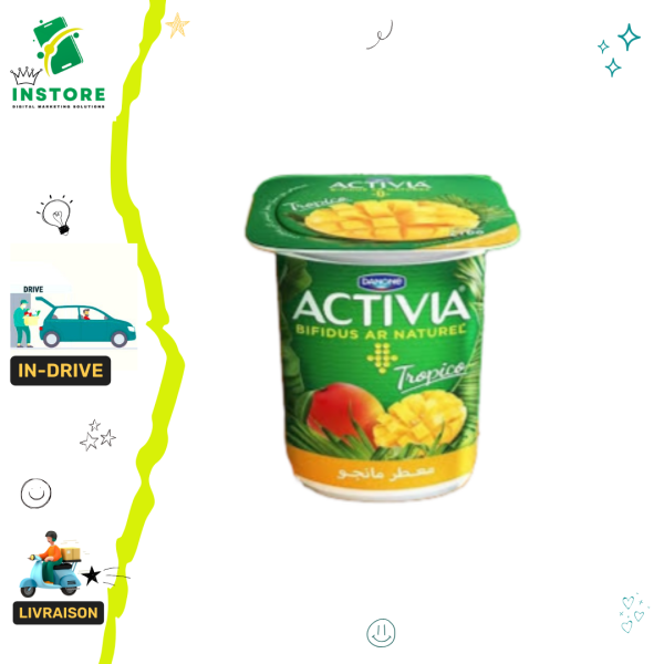 Danone Activia Yaourt bifidus naturel aromatisé mangue 100g