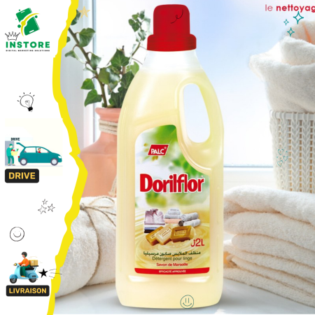 Doriflor Détergent machine liquide au savon de Marseille 2L