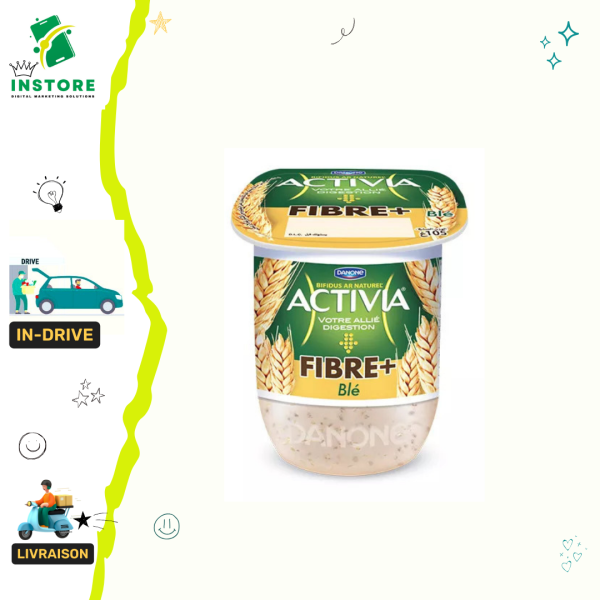 Danone Activia Yaourt bifidus naturel fawakih blé fibre 105g