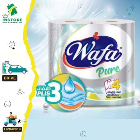 Wafa Papier hygiénique wafa 04 rlx pure (03 plis)