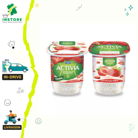 Danone Activia Yaourt bifidus naturel fawakih fraise 105g