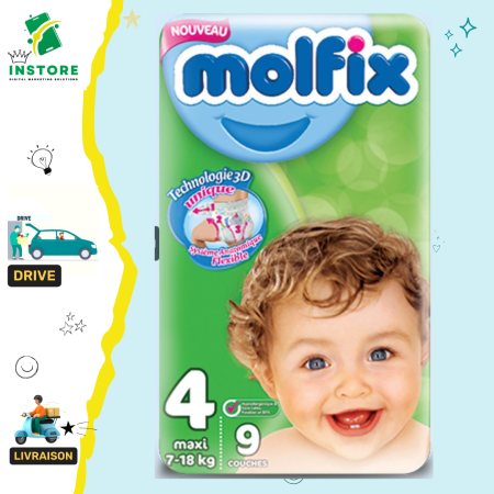 Molfix Couches Bébé Taille 4 Maxi (09 Pièces)