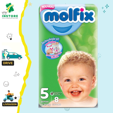 Molfix Couches Bébé Taille 5 Junior (08 Pièces)