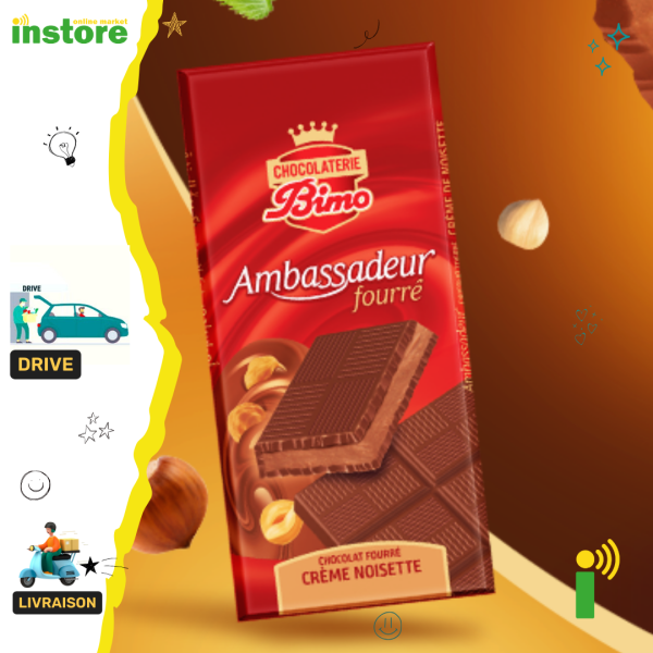 Ambassadeur chocolat tablette fourré a la crème noisettes 100g