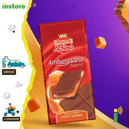 Ambassadeur chocolat tablette fourré a la crème caramel 100g