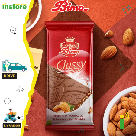 Bimo chocolat classy tablette au éclats d'amandes 100g