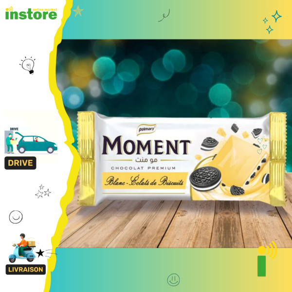 Moment chocolat blanc tablette éclats de biscuits 100g