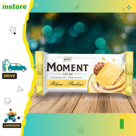 Moment chocolat blanc tablette au praliné 100g