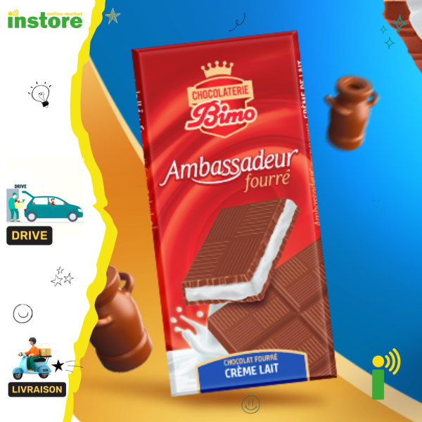 Ambassadeur chocolat tablette fourré a la crème lait 100g