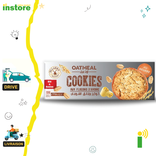 Ollagro Oatmeal Cookies De Flocons D'avoine et beurre 153g