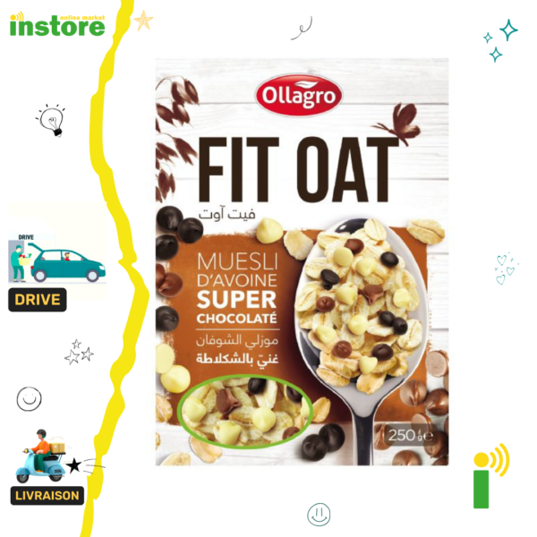 Ollagro Fit Oat Muesli d'avoine - Super chocolaté - 250g