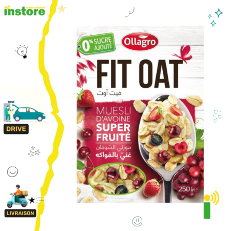 Ollagro Fit Oat Muesli d'avoine -Super Fruité - 250g