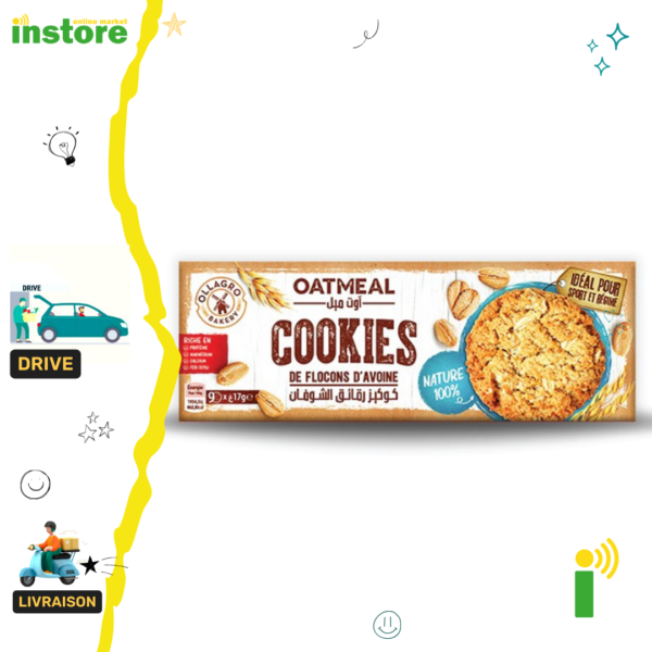 Ollagro Oatmeal Cookies De Flocons D'avoine gout nature 153g